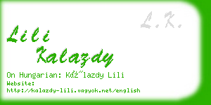 lili kalazdy business card